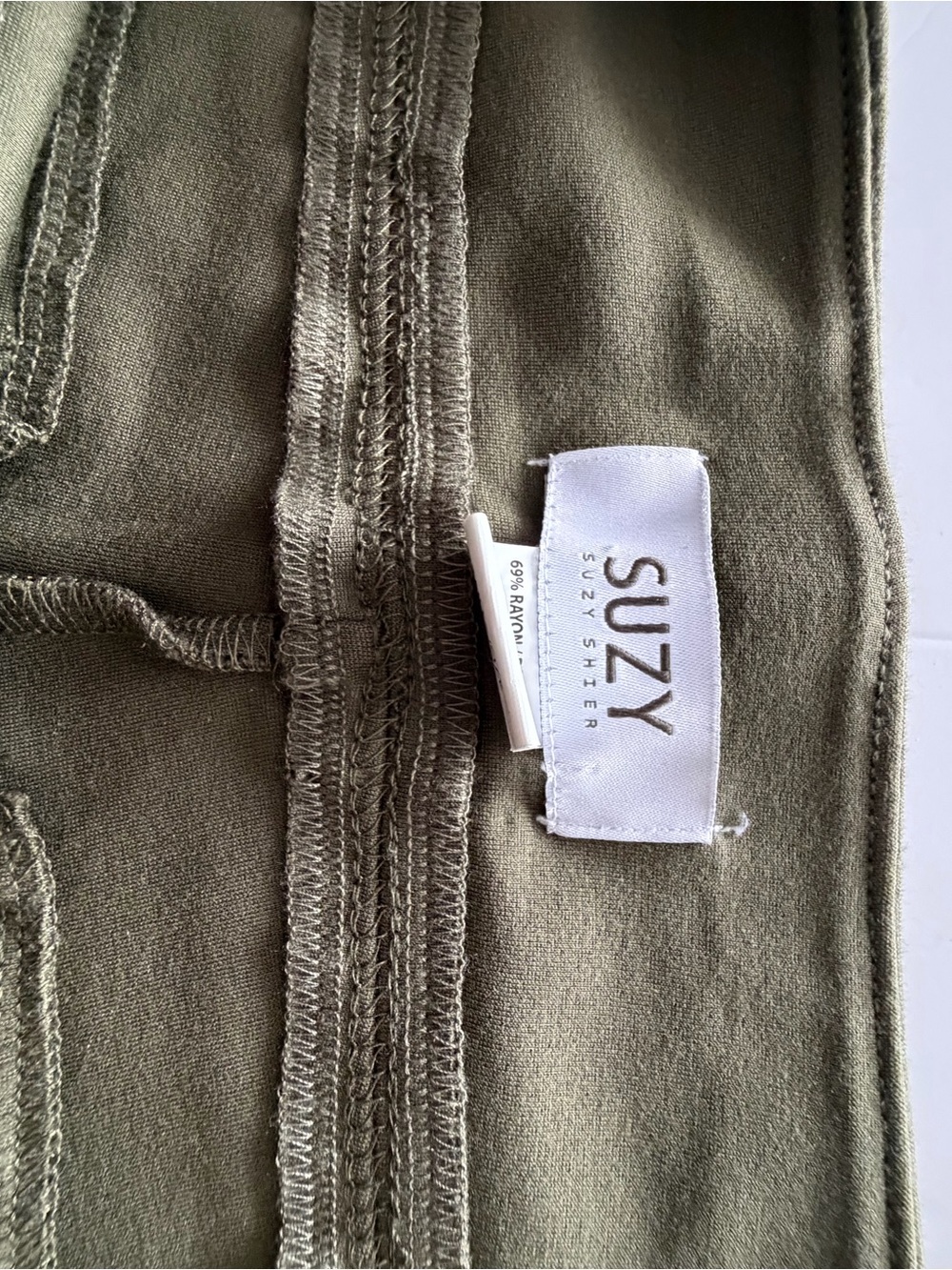 Suzy Shier Olive pants with with Stitch Detail